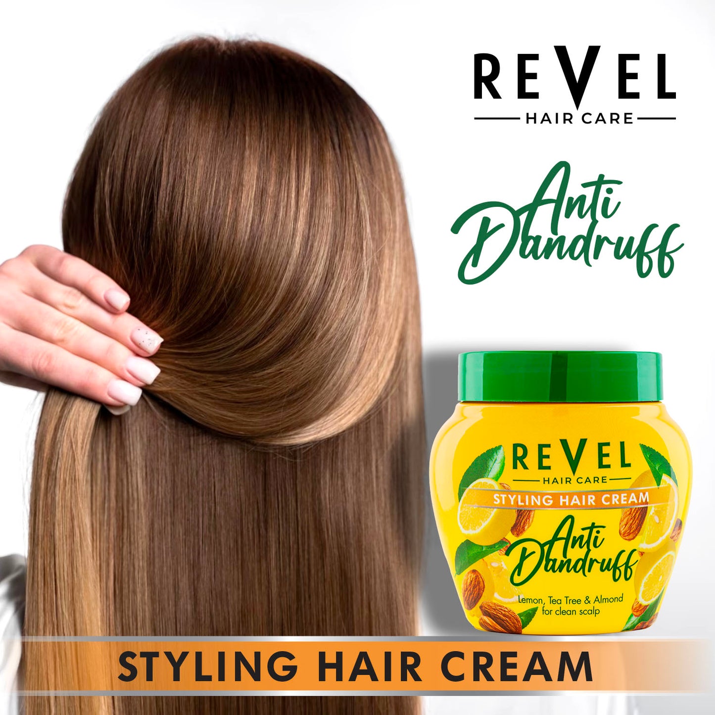 Anti Dandruff Styling Hair Cream - Lemon, Tea Tree & Almond