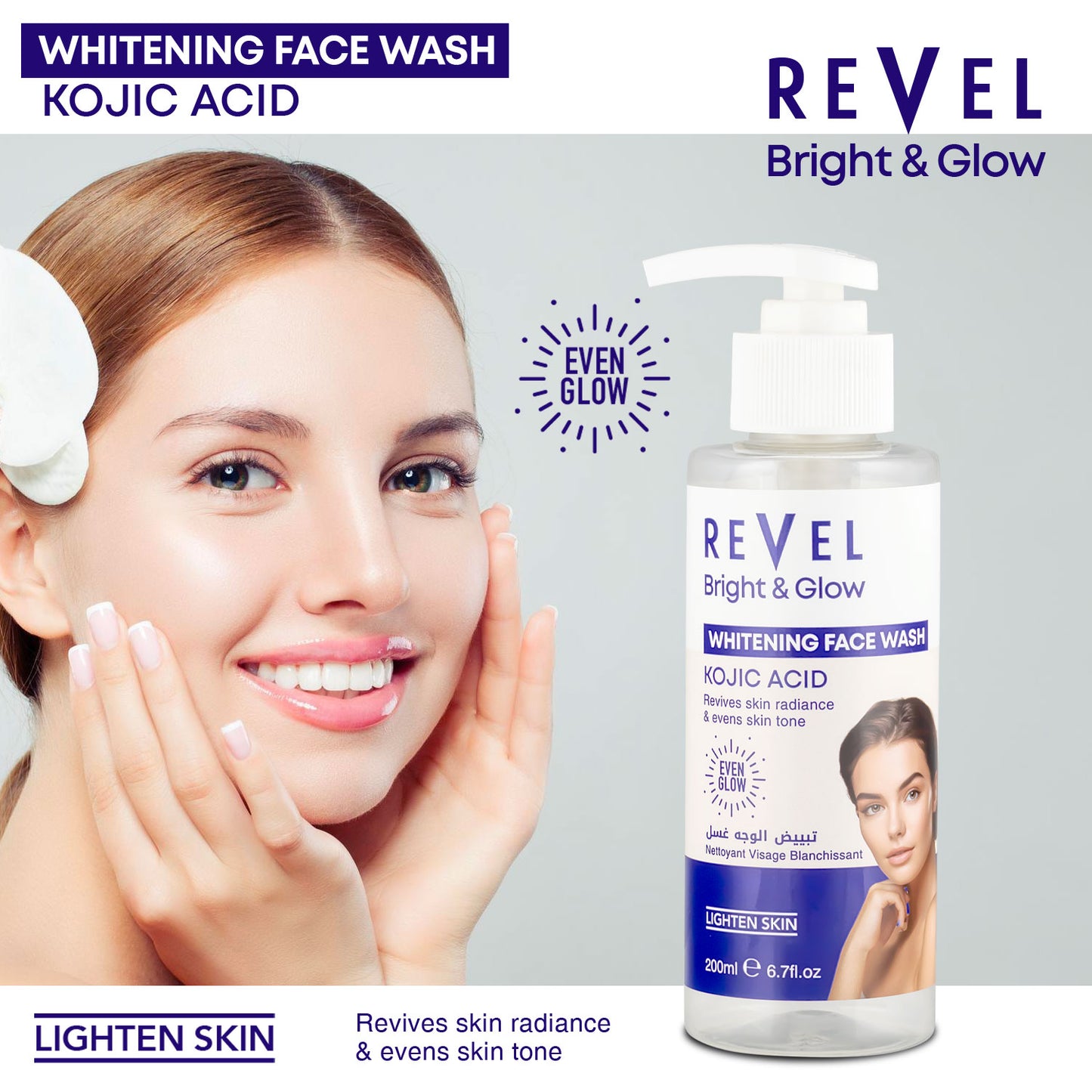 BRIGHT & GLOW KOJIC ACID WHITENING FACE WASH