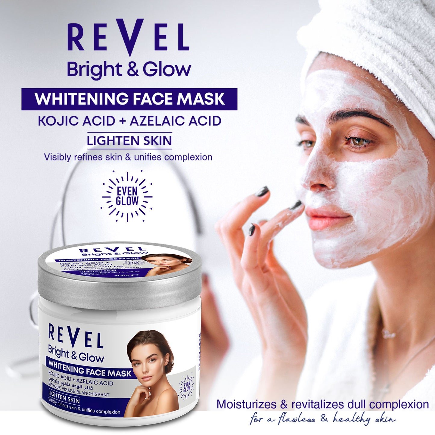 BRIGHT & GLOW KOJIC ACID + AZELAIC ACID WHITENING FACE MASK